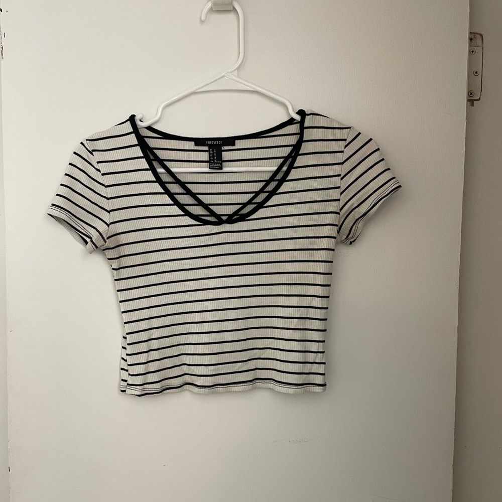 White striped crop top